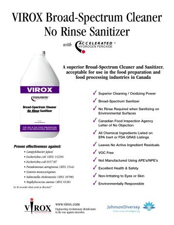 VIROX Broad-Spectrum Cleaner No Rinse Sanitizer - Wesclean