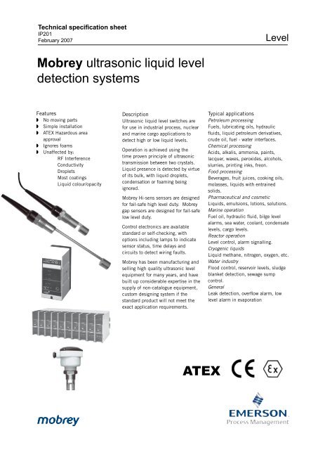Mobrey ultrasonic liquid level detection systems ATEX