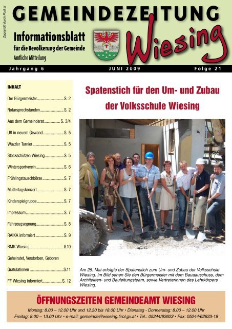 21.Ausgabe der Gemeindezeitung (4,19 MB) - Gemeinde Wiesing