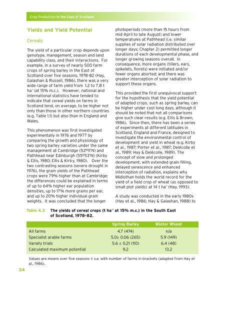 Crop Production in the East of Scotland - SASA