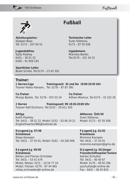 Fußball Fußball - TSV Schilksee