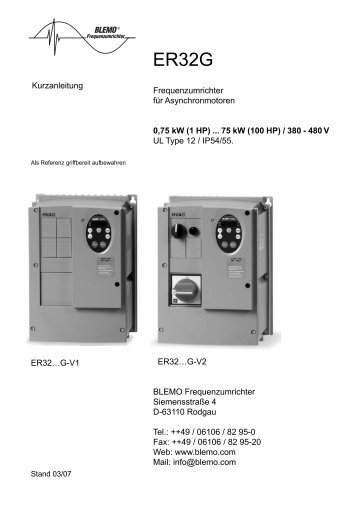 Kurzanleitung ER32…G-V1 Frequenzumrichter für ... - Blemo