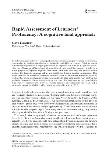 Rapid Assessment of Learners' Proficiency: A ... - Anitacrawley.net