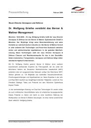 Pressemitteilung Dr. Wolfgang Griethe verstärkt ... - Berner & Mattner