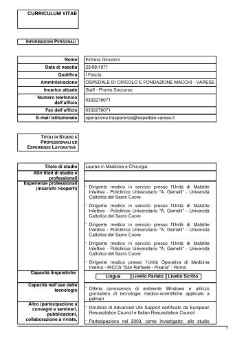 Fichera Giovanni - Ospedale di Circolo e Fondazione Macchi