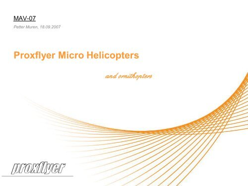 Proxflyer Micro Helicopters - eroMAV