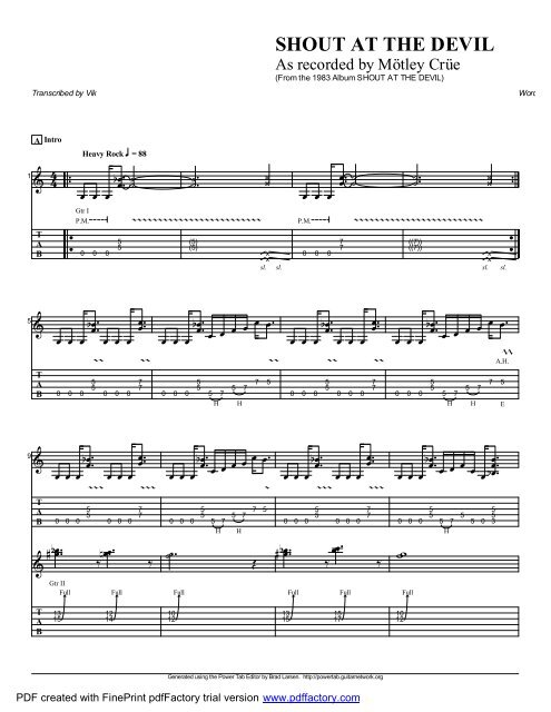 MOTLEY CRUE - THE BEST OF (14 SONGS) - GUITAR TAB (ELECTRONIC DELIVERY)