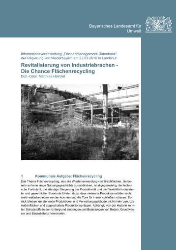 Revitalisierung von Industriebrachen – Die Chance Flächenrecycling