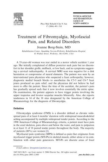 Treatment of Fibromyalgia, Myofascial Pain, and Related Disorders