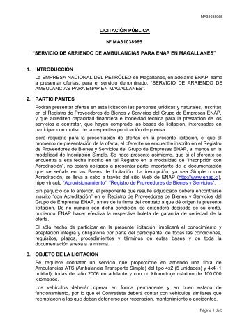 LICITACIÓN PÚBLICA Nº MA31038965 “SERVICIO DE ... - Enap