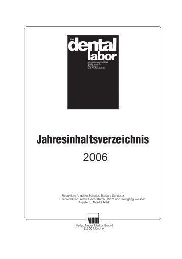 Jahresinhaltsverzeichnis 2006 - Das Dental Labor