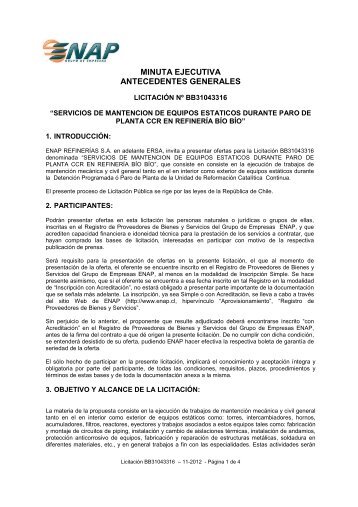 MINUTA EJECUTIVA ANTECEDENTES GENERALES - Enap