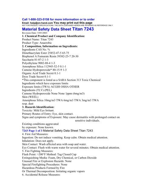 Material Safety Data Sheet Titan 7243