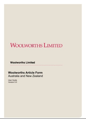 Woolworths Article Form - Countdown