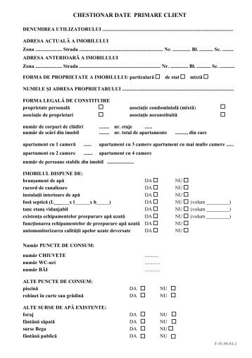 CHESTIONAR DATE PRIMARE CLIENT - Aquatim