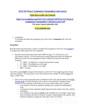 MAT 221 Week 2 Assignment 2 Inequalities (Ash Course)/uphelp