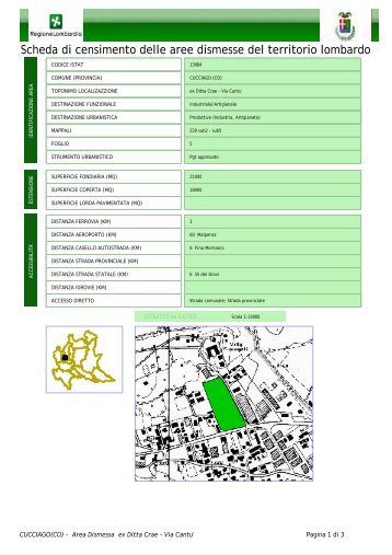 Scheda di censimento delle aree dismesse del territorio lombardo