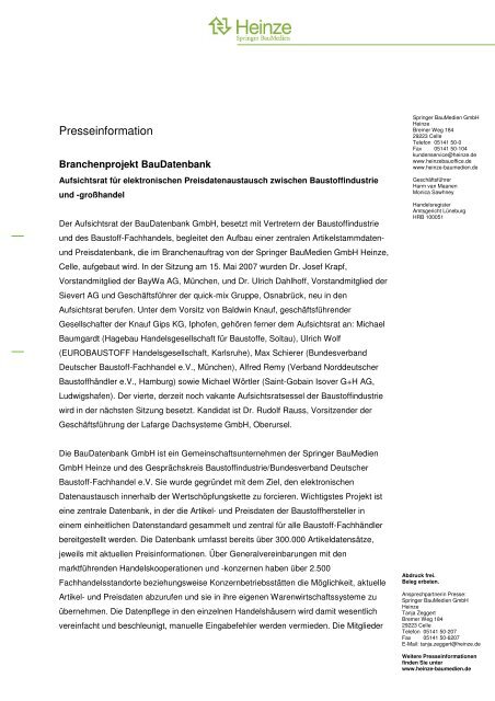 Presseinformation - BauDatenbank