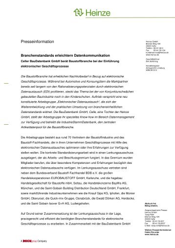 Branchenstandards erleichtern Datenkommunikation - BauDatenbank