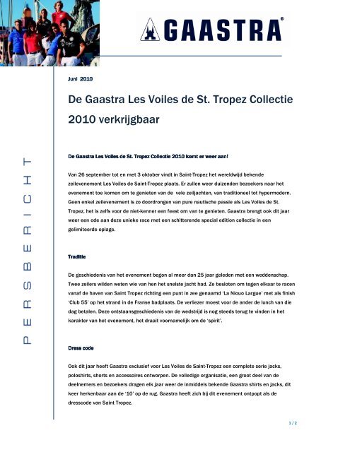 De Gaastra Les Voiles de St. Tropez Collectie 2010 verkrijgbaar