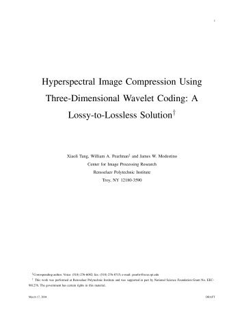 Hyperspectral Image Compression Using Three ... - ECSE