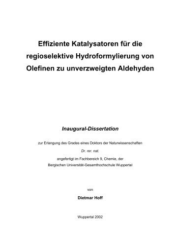 Effiziente Katalysatoren fÃ¼r die regioselektive Hydroformylierung von ...