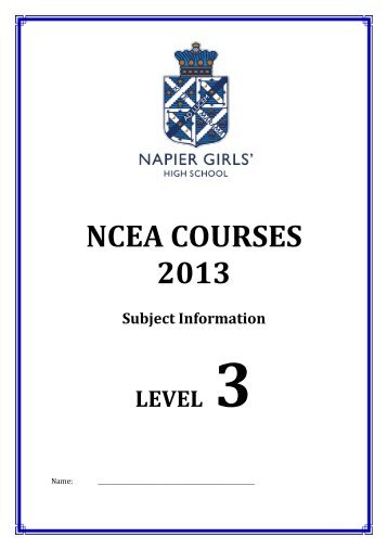 Level 3 Booklet - nghs.school.nz