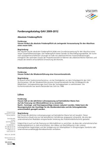 Forderungskatalog GAV 2009-2012