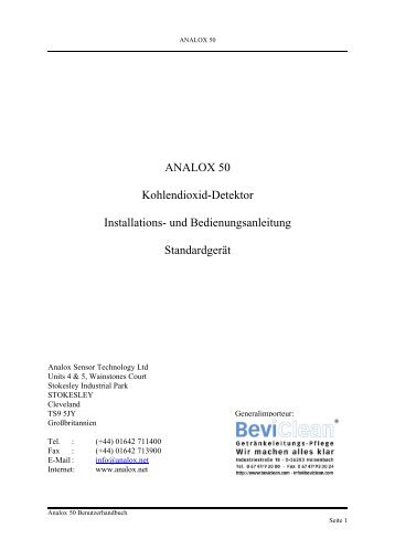 ANALOX 50 Kohlendioxid-Detektor Installations- und ... - BeviClean