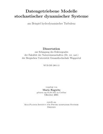 Datengetriebene Modelle stochastischer dynamischer Systeme