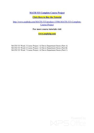 course project part a aj davis Math 533 course project part a detailed report aj davis is department store chain which has many credit customers and wants $1300 math 533 course project part a b and c all parts answered data updated aj davis is department store chain which has many. course project part a aj davis Math 533 course project part a detailed report aj davis is department store chain which has many credit customers and wants $1300 math 533 course project part a b and c all parts answered data updated aj davis is department store chain which has many.