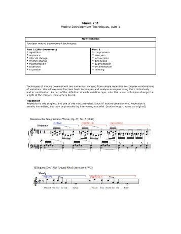 Music 231 Motive Development Techniques, part 1 - Jkornfeld.net