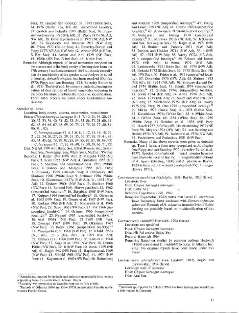 Annotated Checklist and Bibliography of Parasites of Herring ...