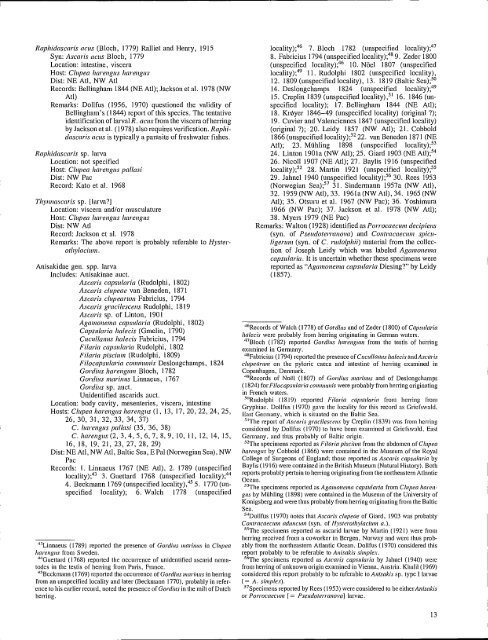 Annotated Checklist and Bibliography of Parasites of Herring ...