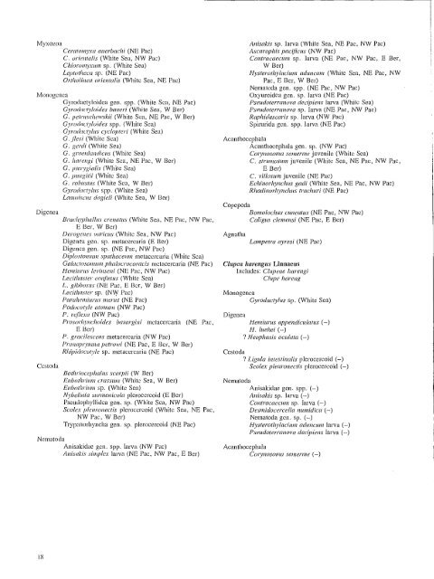 Annotated Checklist and Bibliography of Parasites of Herring ...