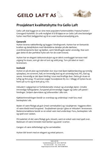 Last ned prospekt - Geilo Laft