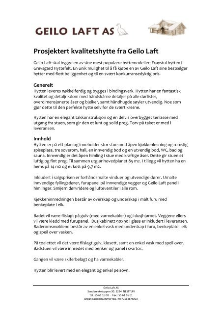 Last ned prospekt - Geilo Laft