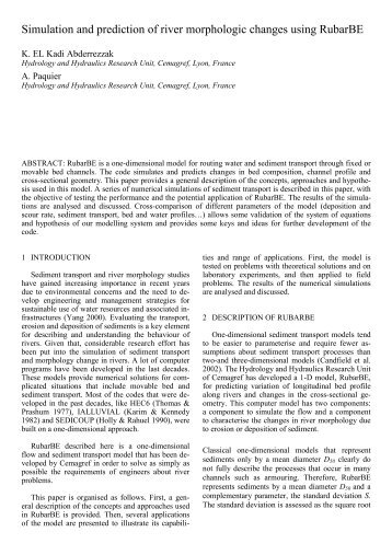 Simulation and prediction of river morphologic changes using ...