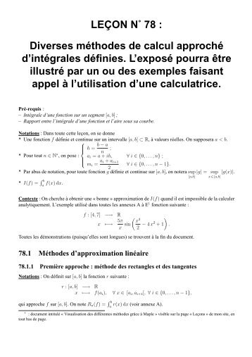 Diverses mÃ©thodes de calcul approchÃ© d ... - CAPES de Maths