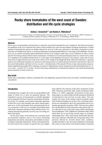 Rocky shore trematodes of the west coast of Sweden: distribution ...
