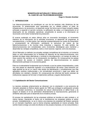 Monopolios Naturales Y RegulaciÃ³n - Unidad de AnÃ¡lisis de ...