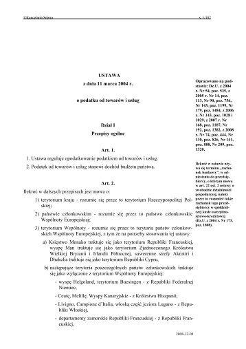 Ustawa z dnia 11 marca 2004r. o podatku - Hant
