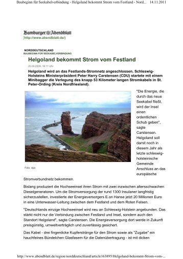 Helgoland bekommt Strom vom Festland - E-18 > Home