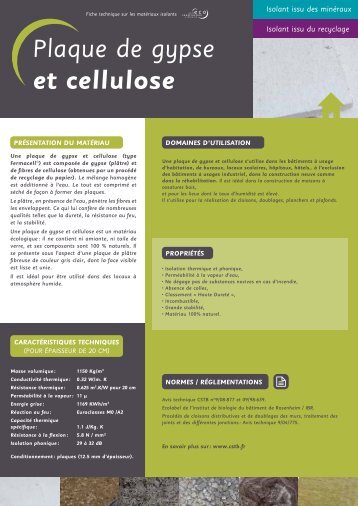 plaque de gypse et cellulose - crma limousin