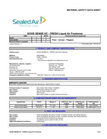 GOOD SENSE HC - FRESH Liquid Air Freshener - MSDS