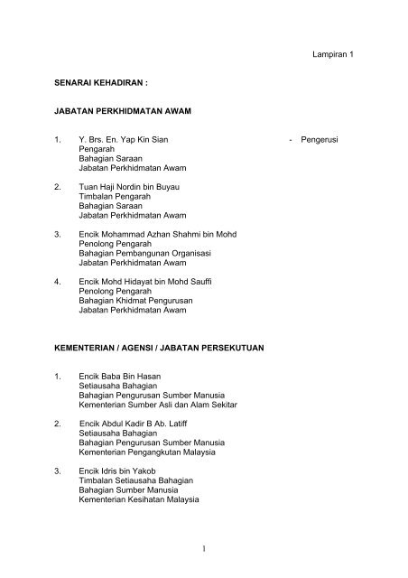 Minit Mesyuarat 01/08 - Jabatan Perkhidmatan Awam