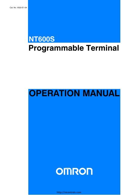 Omron NT600S Manual - Northern Industrial