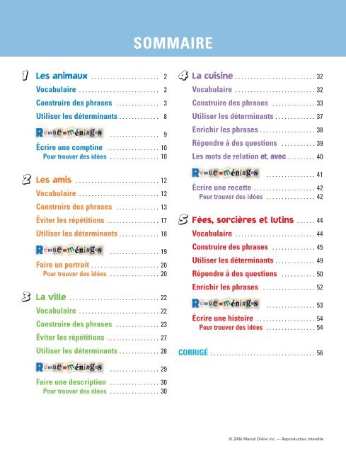 Consulter un extrait du cahier en pdf - Les Ãditions Marcel Didier