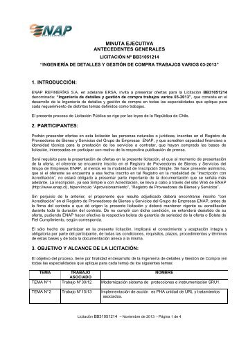 minuta ejecutiva antecedentes generales 1. introducción: 2 ... - Enap