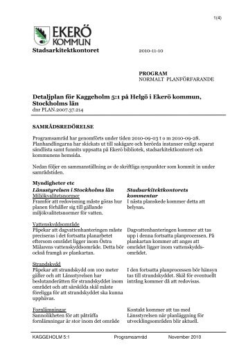Stadsarkitektkontoret Detaljplan för Kaggeholm 5:1 på Helgö i Ekerö ...